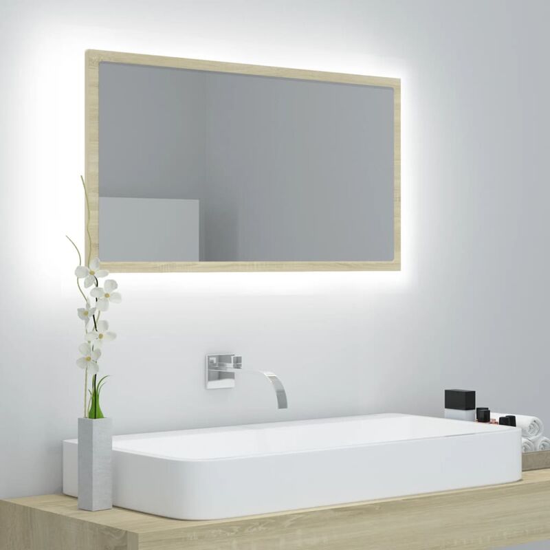 foto del prodotto furniture limited specchio da bagno led rovere sonoma 80x8,5x37