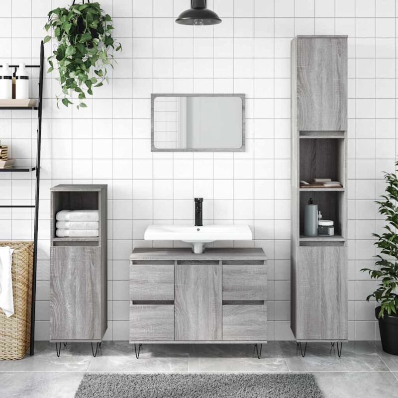 foto del prodotto furniture limited mobile da bagno grigio sonoma 80x33x60 cm in