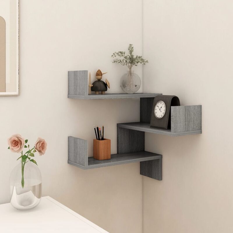 foto del prodotto furniture limited scaffale parete angolo grigio sonoma