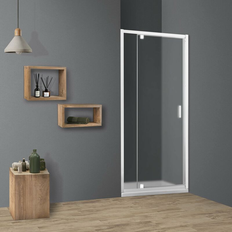 foto del prodotto porta doccia tokyo battente a nicchia 90 cm altezza 200 cm cristallo 6 mm bianco opaco