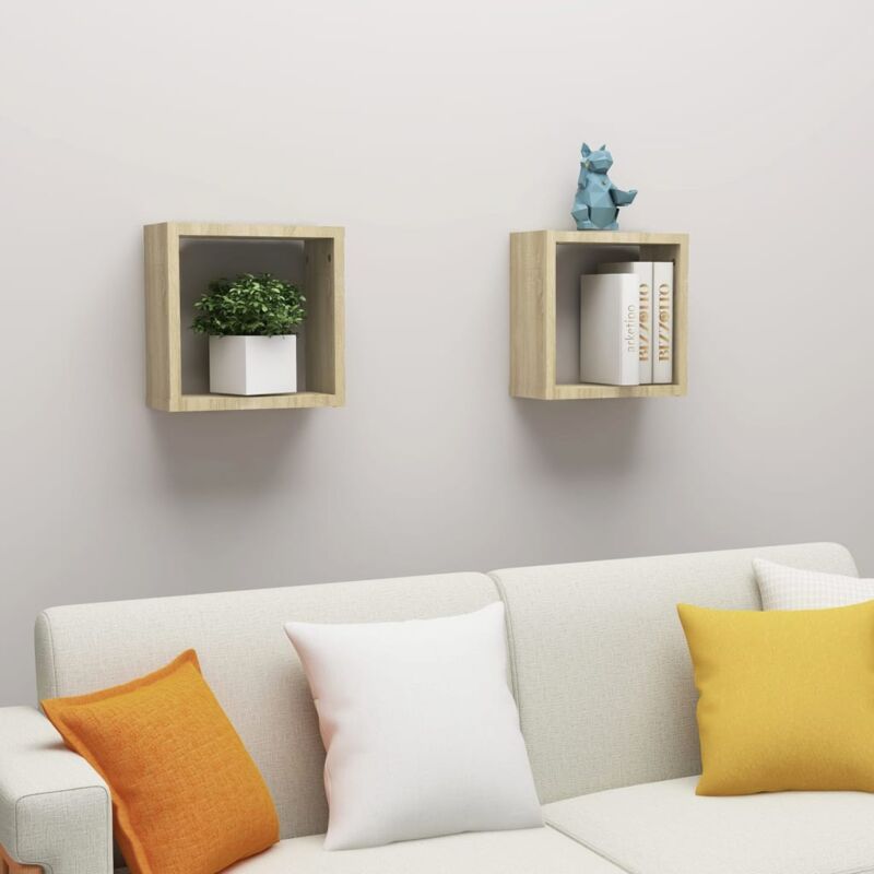 foto del prodotto furniture limited mensole a cubo 2 pz rovere sonoma 30x15x30 cm