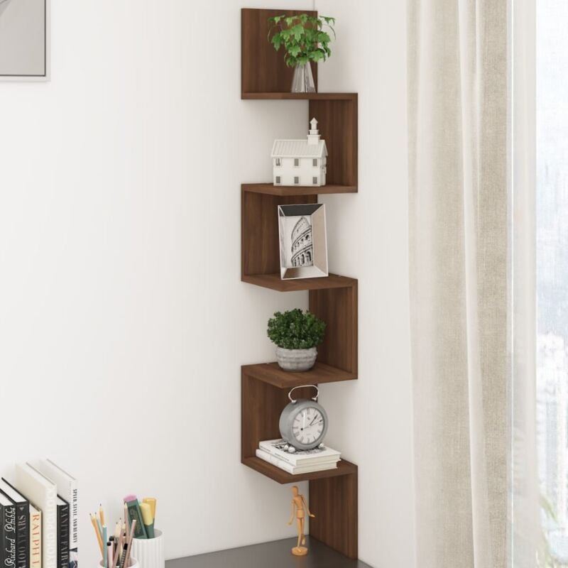 foto del prodotto furniture limited mensola angolare rovere marrone 20x20x127,5cm