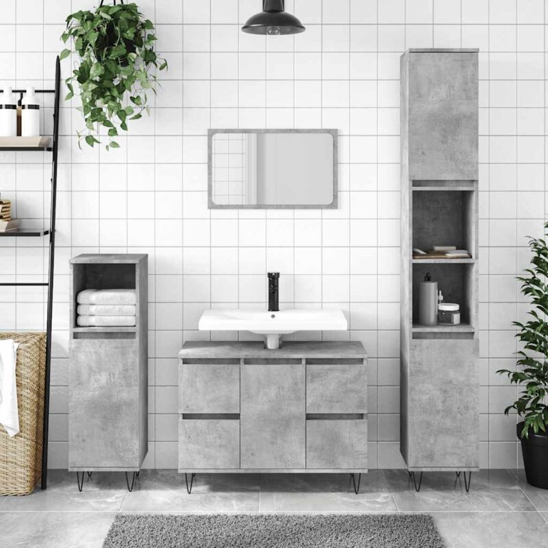 foto del prodotto furniture limited armadietto da bagno grigio cemento 80x33x60cm