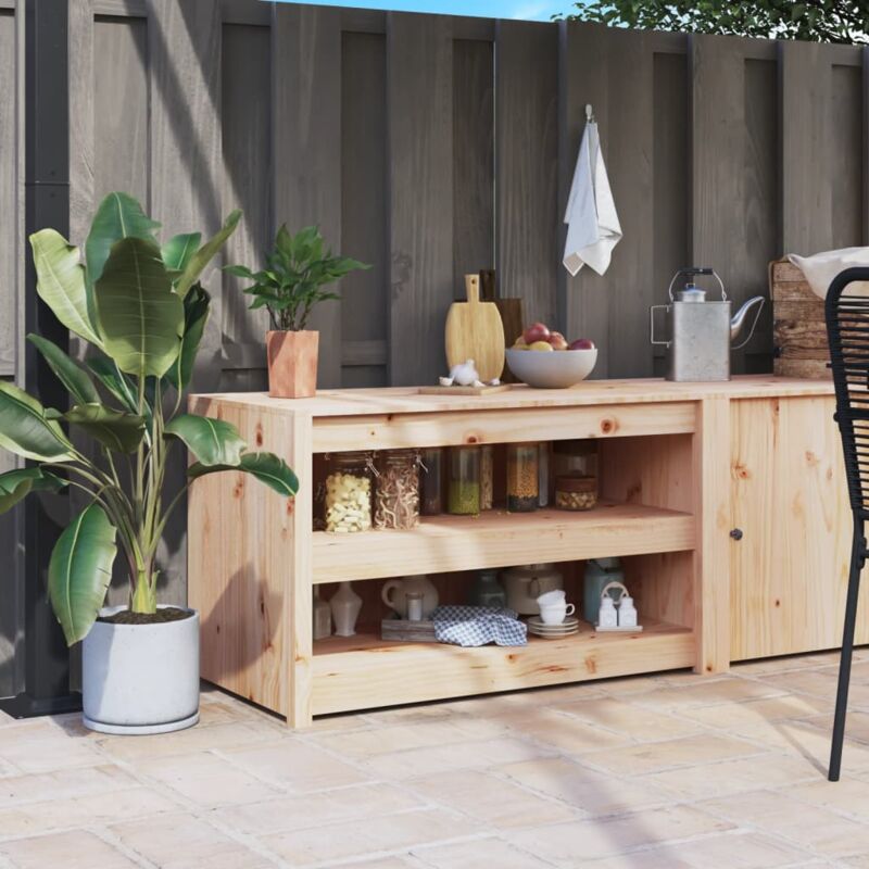 foto del prodotto mobile da cucina da esterno 106x55x64 cm legno massello di pino