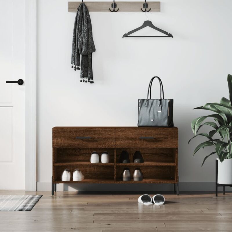 foto del prodotto panca porta scarpe rovere marrone 102x35x55cm legno multistrato vidaxl