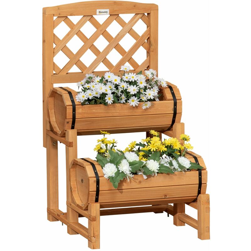foto del prodotto fioriera da giardino a mezza botte 45x45x180 cm in legno d abete naturale
