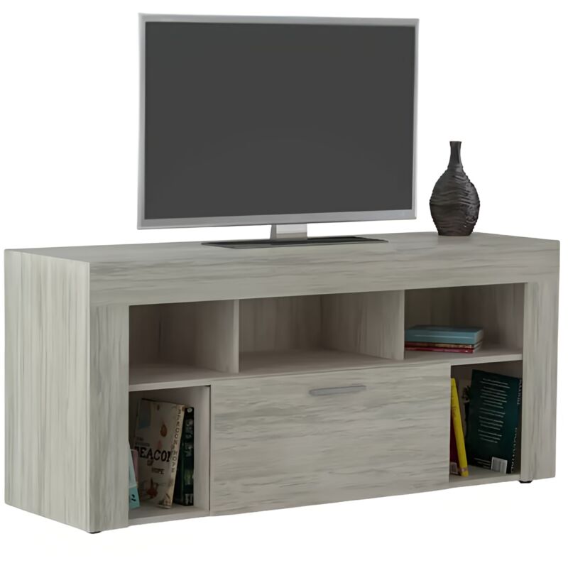 foto del prodotto mobile porta tv vision 135x41x60cm bianco venato pannello truciolare,1 anta,5 vani