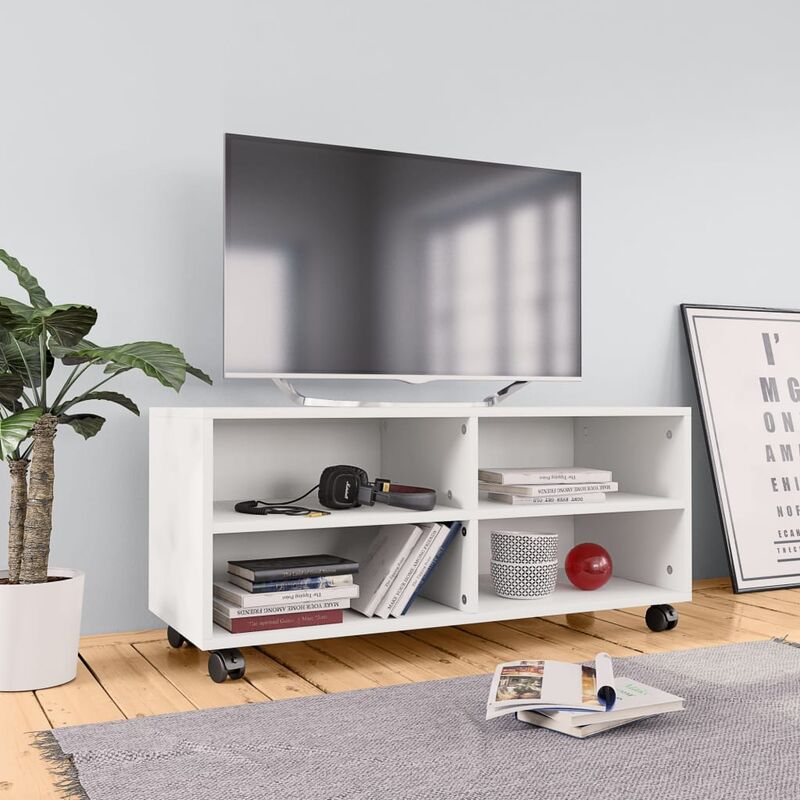 foto del prodotto prolenta premium furniture limited mobile tv con ruote bianco 90x35x35 cm in