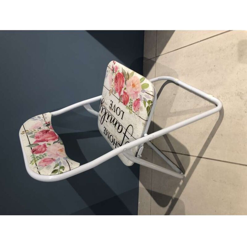 foto del prodotto sedia pieghevole family love in stile shabby bianco e rosa 44x45x79 cm