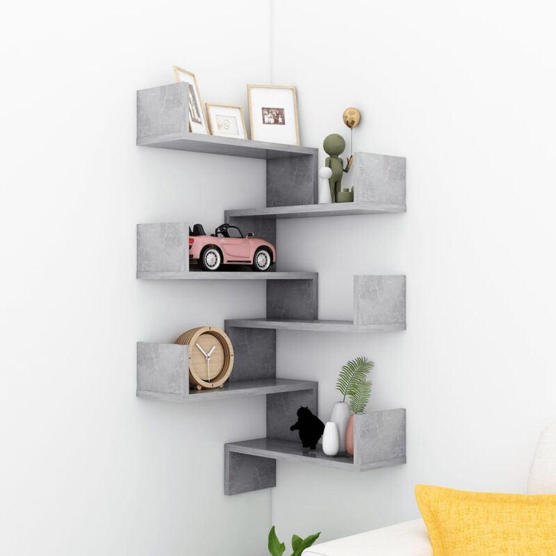 foto del prodotto furniture limited scaffali angolari muro 2pz grigio cemento