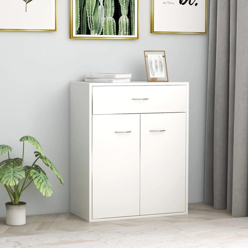foto del prodotto credenza bassa,armadietto buffet vintage bianca 60x30x75 cm in truciolato dt54291