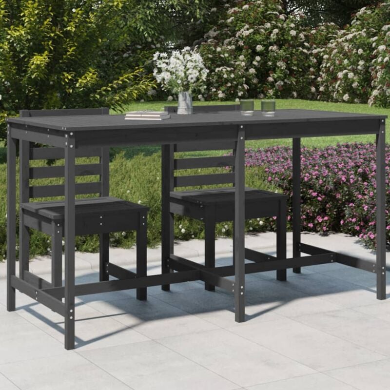 foto del prodotto tavolo da giardino grigio 203,5x90x110cm legno massello di pino