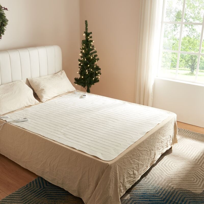 foto del prodotto casa.pro coperta doppia elettrica termica coperta riscaldata 2 x 6w, 23v, 5hz 160 x 140 cm bianco
