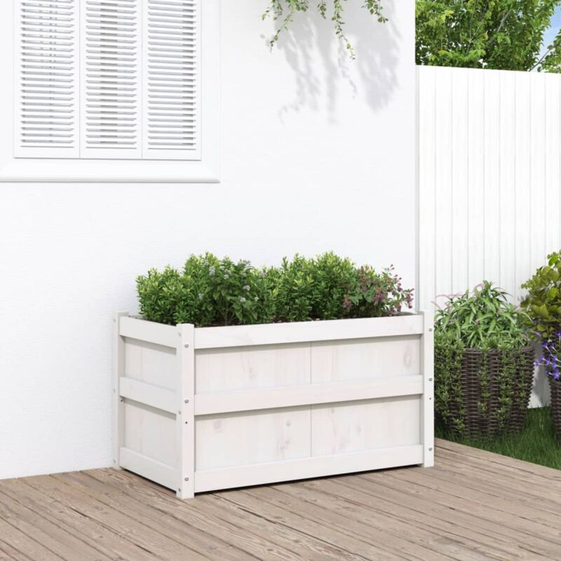 foto del prodotto furniture limited fioriera da giardino bianca 90x50x50 cm legno
