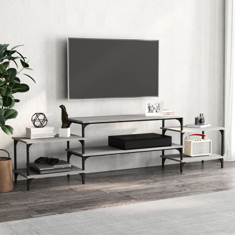 foto del prodotto mobile porta tv grigio sonoma 197x35x52 cm in legno multistrato