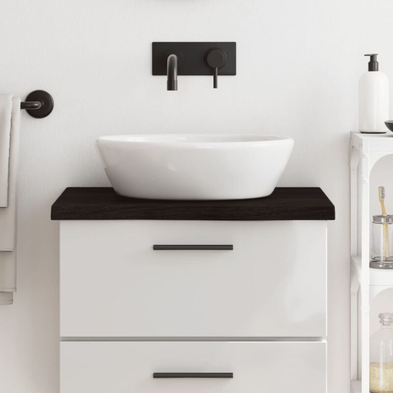 foto del prodotto vidaxl piano bagno marrone scuro 60x50x 2 4 cm legno massello trattato