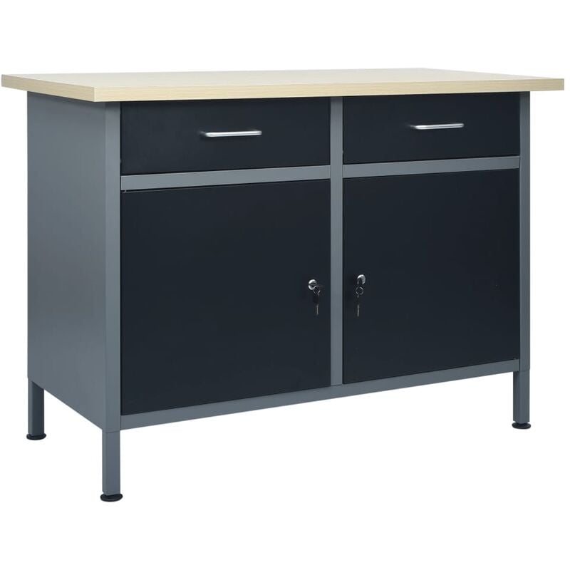 foto del prodotto furniture limited banco da lavoro nero 120x60x85 cm in acciaio