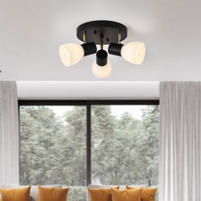 foto del prodotto lux.pro lampadario abbey con 3 paralumi orientabili in vetro bianco