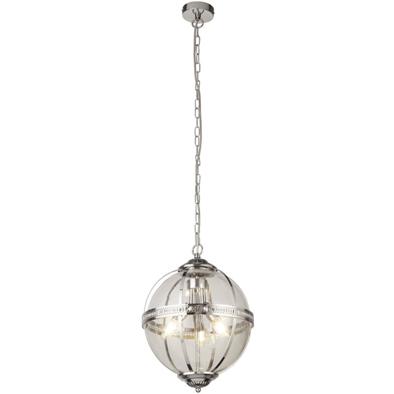 foto del prodotto searchlight lampadario contemporaneo corona acciaio cromo vetro 3 luci e14