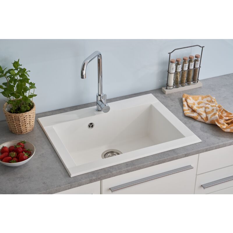 foto del prodotto lavello da cucina lavello da incasso granito mineralite 66 x 50 bianco respecta ohio