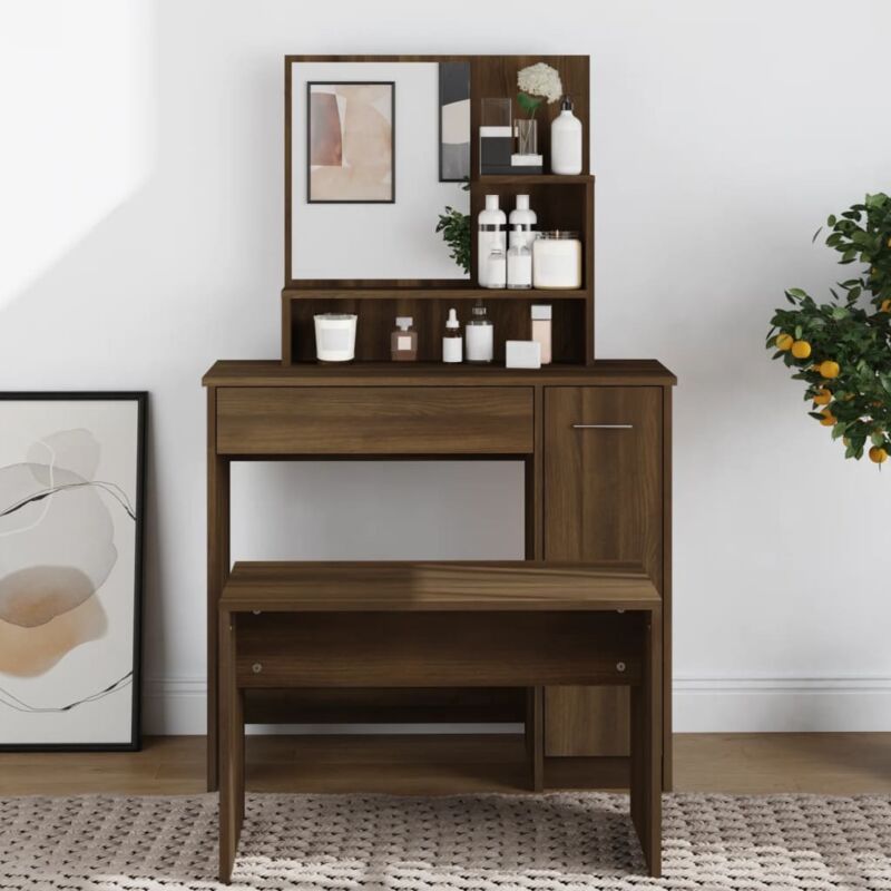 foto del prodotto furniture limited toeletta con specchio rovere marrone