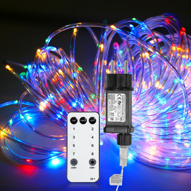 foto del prodotto hengda tubo luminoso a led con telecomando catena luminosa tubo luminoso da esterno interno rete luminosa wedding multicolour 30m