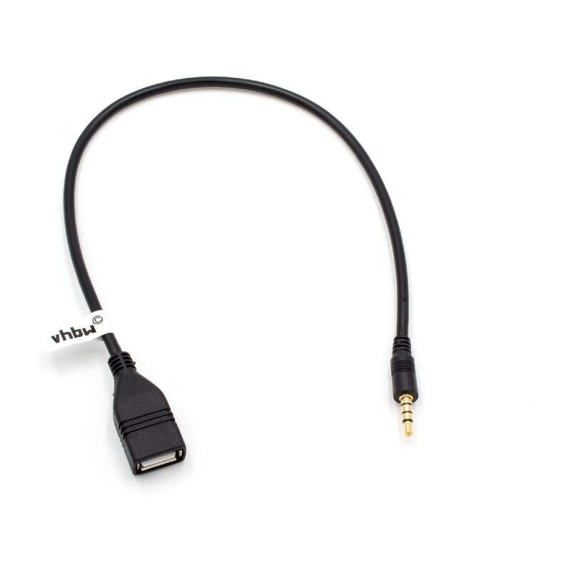 foto del prodotto vhbw adattatore otg compatibile con hyundai, honda, ford, fiat, dacia, citroen dispositivi portatili cavo da porta usb a connettore aux nero