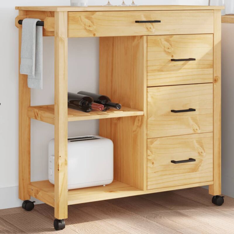foto del prodotto carrello da cucina monza 84x40x90 cm in legno massello di pino