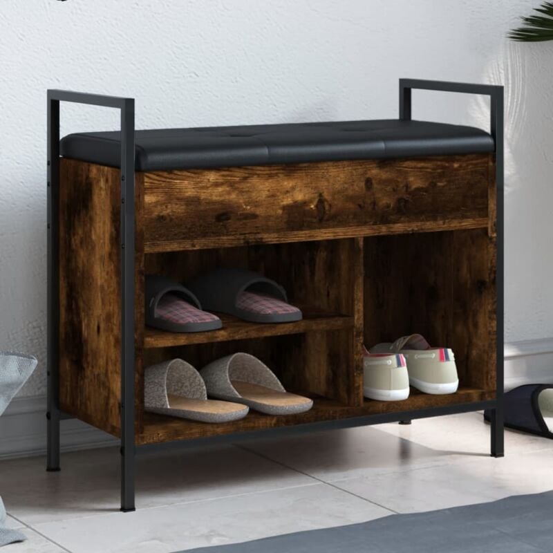 foto del prodotto vidaxl panca porta scarpe rovere fumo 65,5x32x57,5 cm