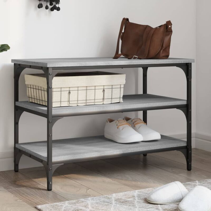 foto del prodotto vidaxl panca porta scarpe grigio sonoma 70x38,5x49cm legno multistrato