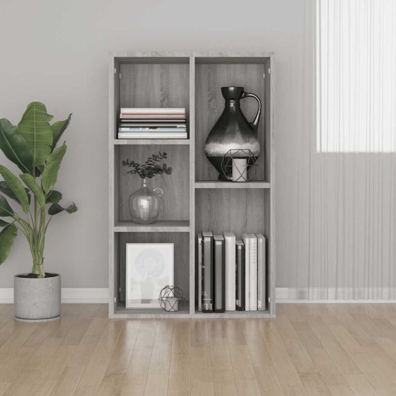 foto del prodotto vidaxl libreria credenza grigio sonoma 50x25x80 cm legno multistrato