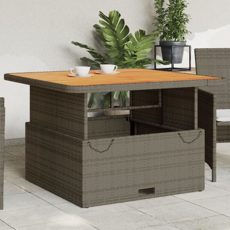 foto del prodotto vidaxl tavolo giardino grigio 110x110x71cm polyrattan legno di acacia