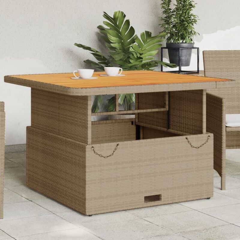 foto del prodotto vidaxl tavolo da giardino beige 110x110x71cm polyrattan e legno acacia