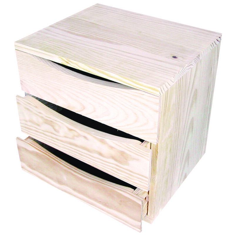 foto del prodotto cassettiera da tavolo 3 cassetti 36x30x36 cm in legno di pino naturale
