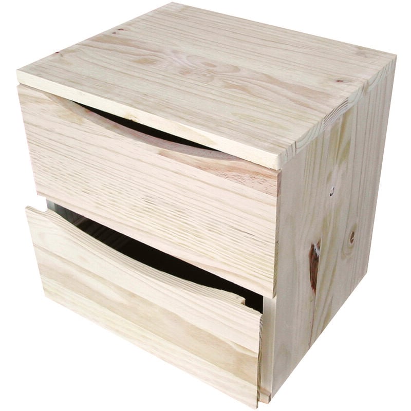 foto del prodotto cassettiera da tavolo 2 cassetti 30x36x36 cm in legno di pino naturale