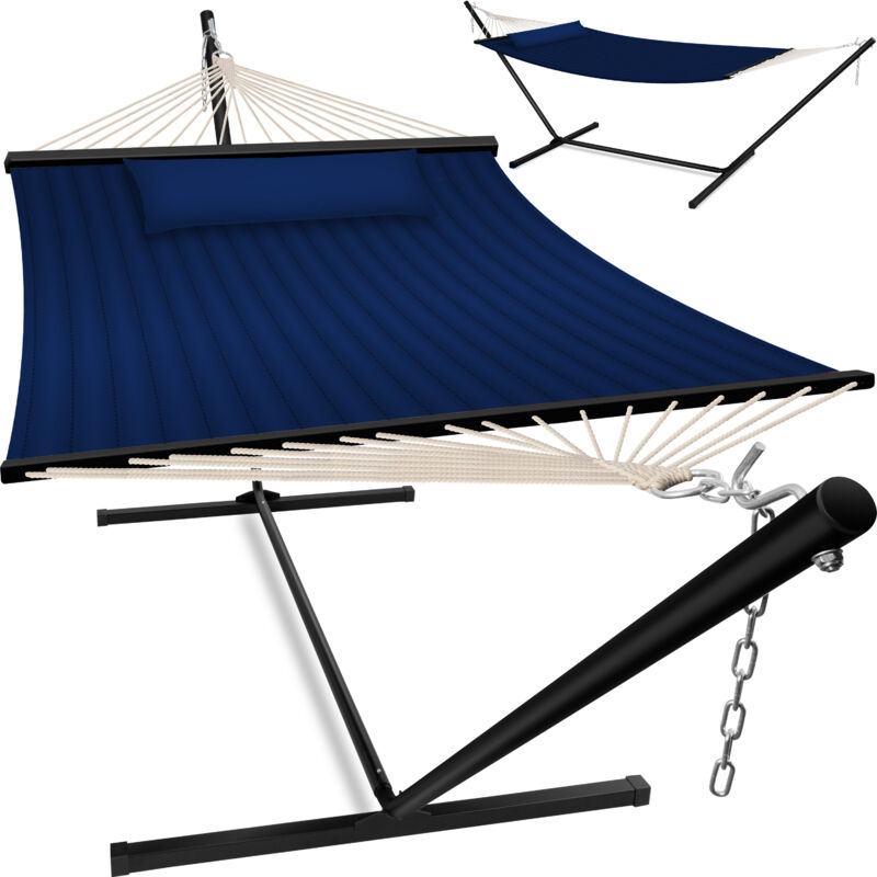 foto del prodotto amaca hill con telaio cuscino amaca doppia per 2 persone telaio stabile 200 kg di portata indoor outdoor xxl sedia sospesa blu navy kesser
