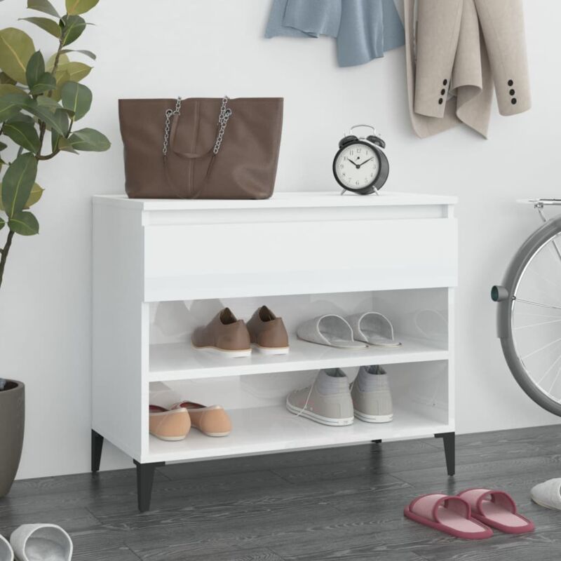 foto del prodotto vidaxl scarpiera bianco lucido 70x36x60 cm in legno multistrato