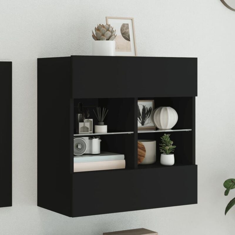 foto del prodotto vidaxl mobile tv a parete con luci led nero 58,5x30x60,5 cm