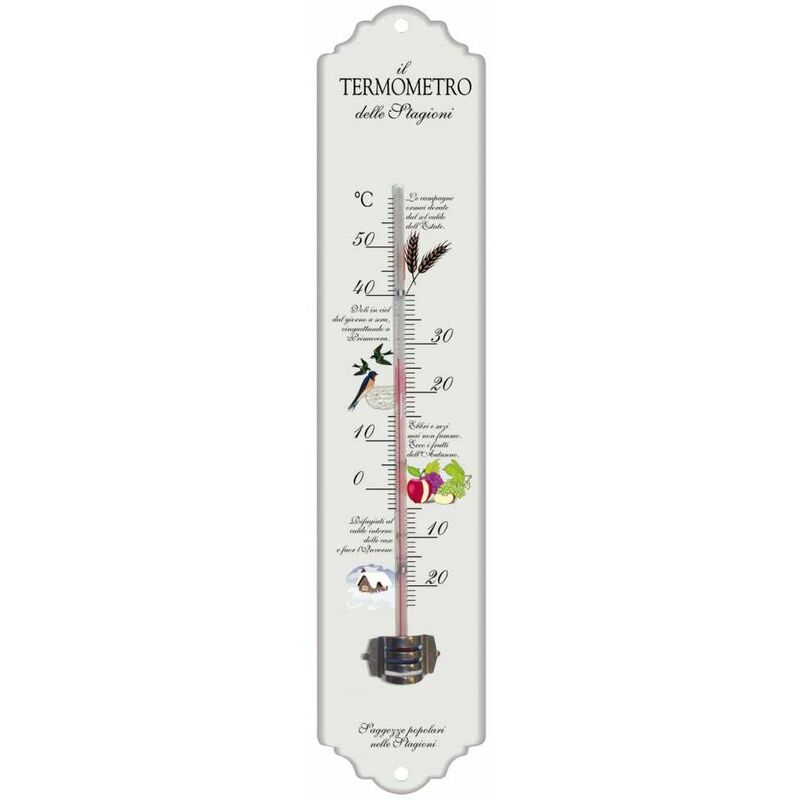 foto del prodotto termometro decorativo in metallo bianco laccato 300x65 mm