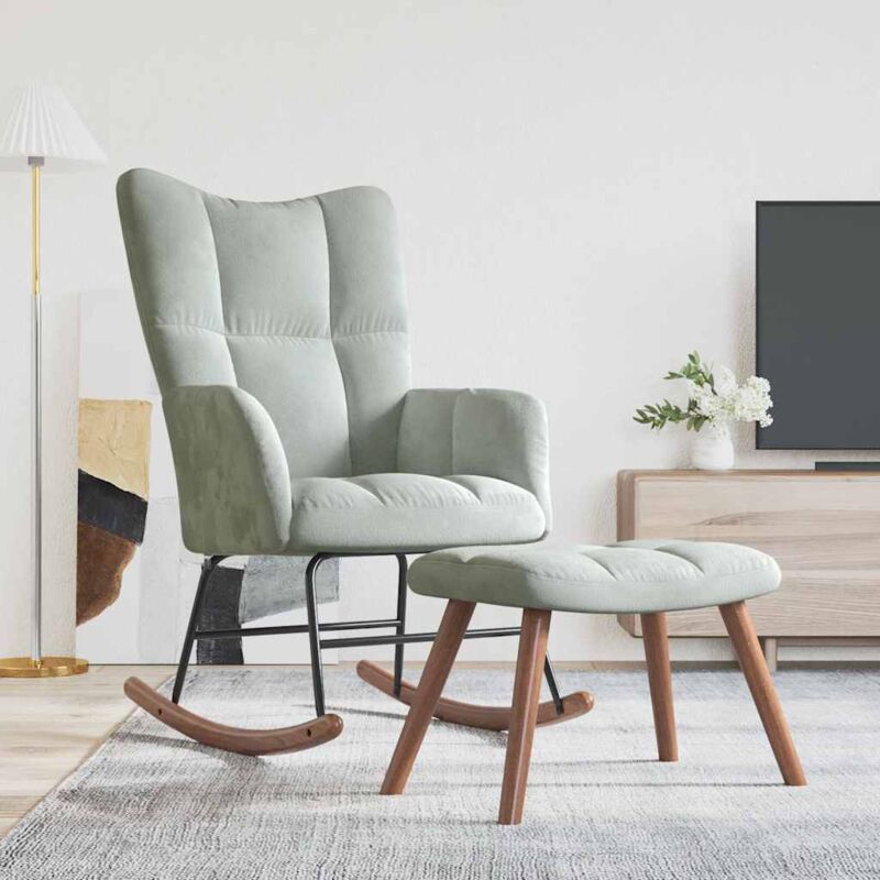 foto del prodotto prolenta premium furniture limited poltrona a dondolo con poggiapiedi grigio