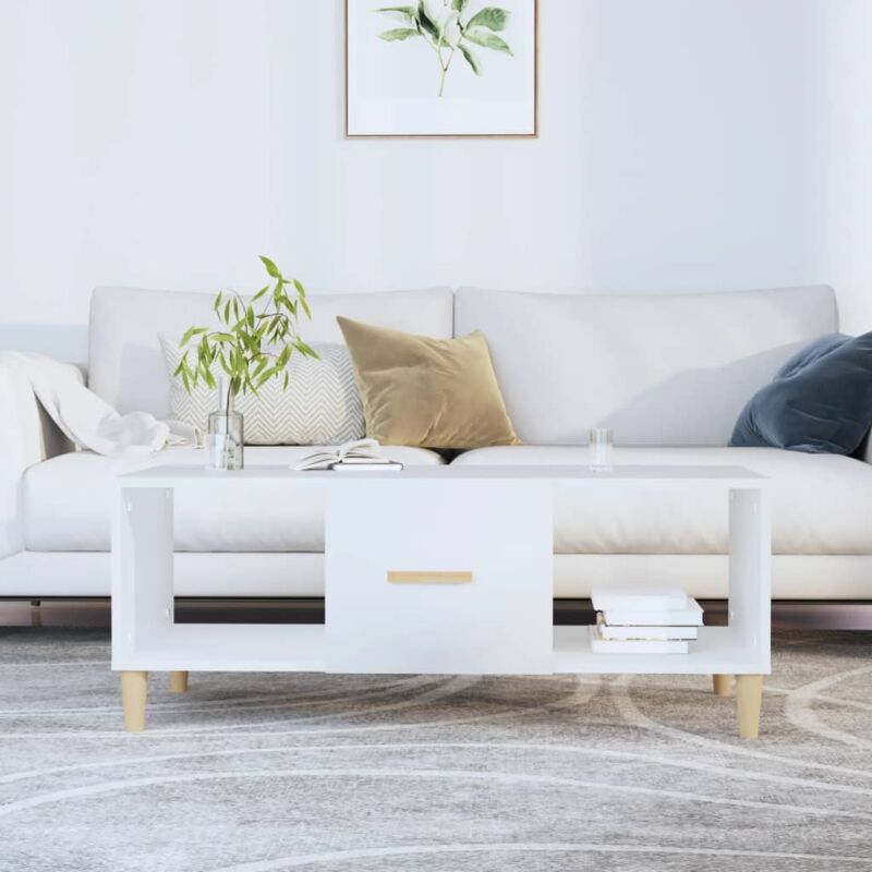 foto del prodotto vidaxl tavolino da salotto bianco 102x50x40 cm in legno multistrato
