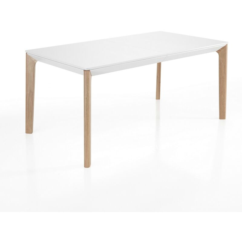 foto del prodotto tavolo allungabile effetto legno laccato bianco cm. h.75xp.90xl.160