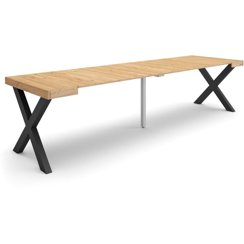 foto del prodotto consolle allungabile, tavolo consolle allungabile , 300, per 14 persone, gambe in legno, stile moderno, rovere skraut home
