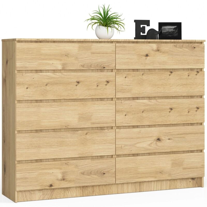 foto del prodotto cassettiera akord k160 quercia artisan 160 cm 10 cassetti 160x40x121 cm