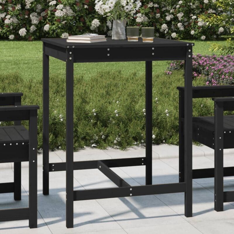 foto del prodotto vidaxl tavolo da giardino nero 82,5x82,5x110cm legno massello di pino