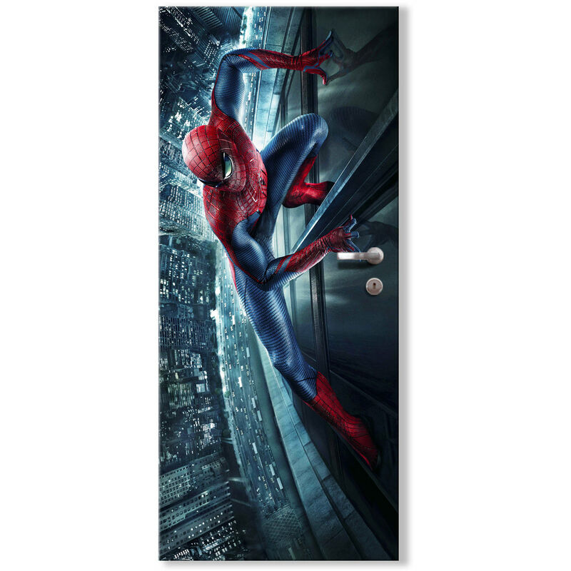 foto del prodotto rivestimento adesivo per porte interne spiderman misura 95x215 cm