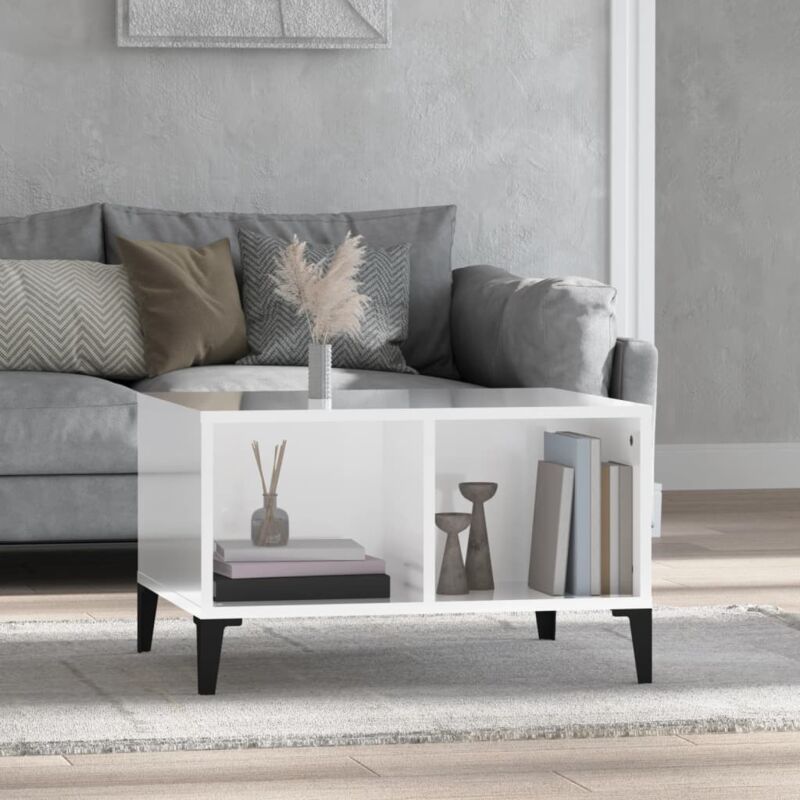 foto del prodotto vidaxl tavolino salotto bianco lucido 60x50x36,5 cm legno multistrato