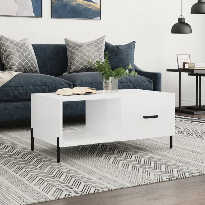foto del prodotto vidaxl tavolino da salotto bianco lucido 90x50x40 cm legno multistrato