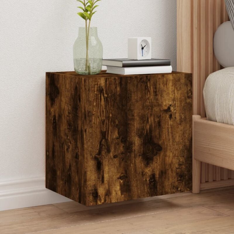 foto del prodotto vidaxl mobili tv parete 2pz rovere fumo 40,5x30x40cm legno multistrato