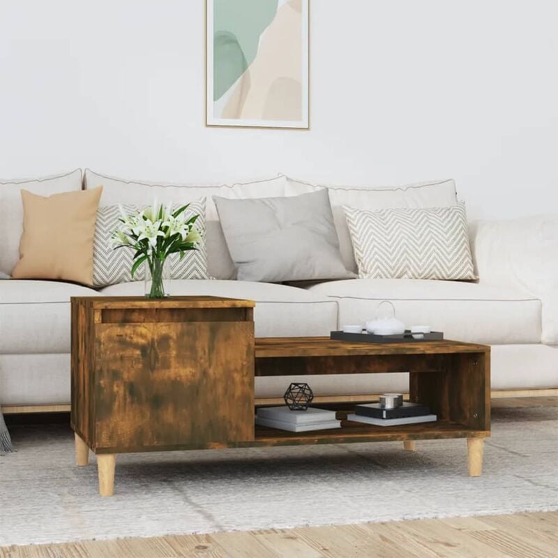 foto del prodotto tavolino da salotto rovere fumo 100x50x45 cm legno multistrato